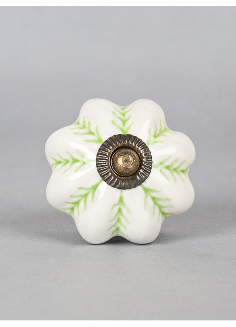 Green design on White Base Ceramic knob