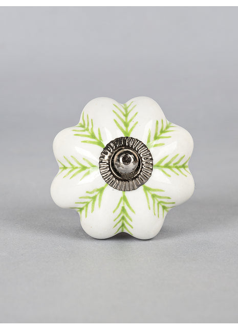 Green design on White Base Ceramic knob