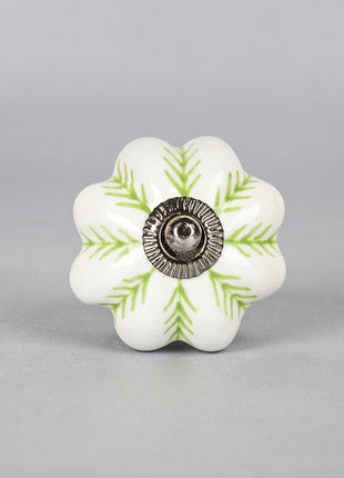 Green design on White Base Ceramic Knob, Curtain Tie & Pull Bundle