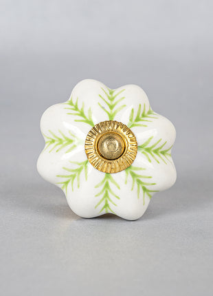 Green design on White Base Ceramic Cabinet  Knob & Hanger Bundle – Decorative Closet Hardware