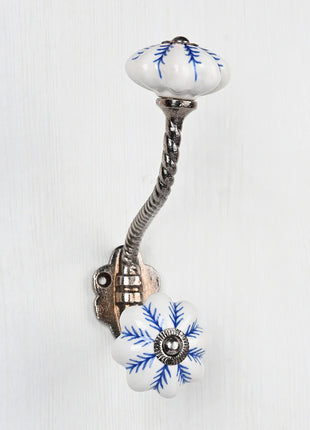 Blue design On White Base Ceramic Cabinet  Knob & Hanger Bundle – Decorative Closet Hardware