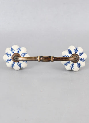 Blue design On White Base Ceramic Knob, Curtain Tie & Pull Bundle