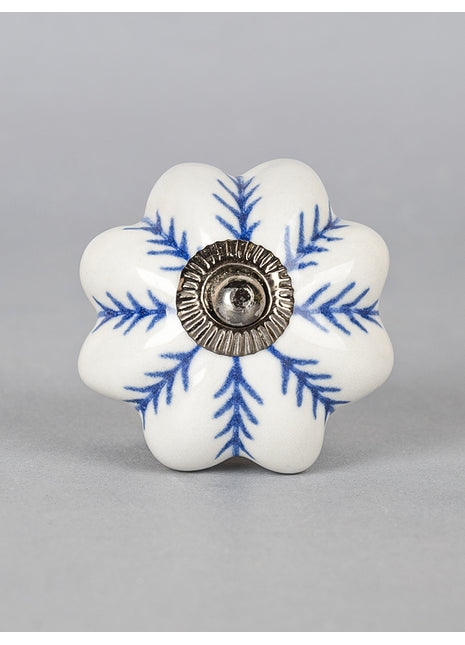 Blue design On White Base Ceramic Knob
