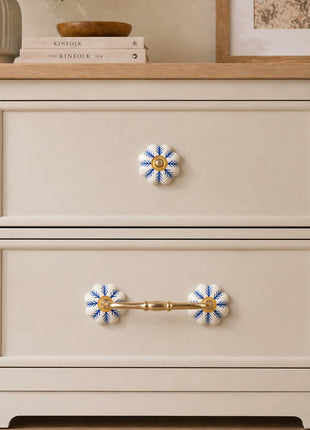Blue design On White Base Ceramic Knob & Pull Bundle