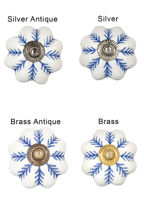 Blue design On White Base Ceramic Knob & Pull Bundle
