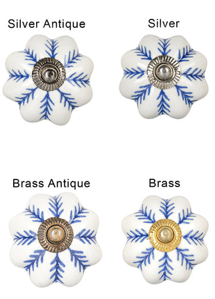 Blue design On White Base Ceramic Knob, Curtain Tie & Pull Bundle