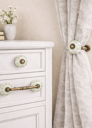 Green Desig Ceramic Knob, Curtain Tie & Pull Bundle