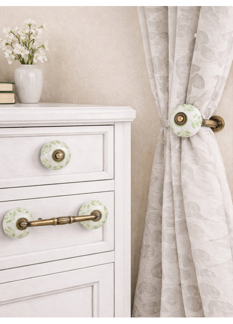 Green Desig Ceramic Knob, Curtain Tie & Pull Bundle
