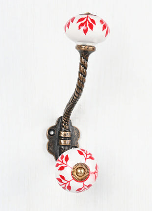 Red Design On White Ceramic Cabinet  Knob & Hanger Bundle – Decorative Closet Hardware