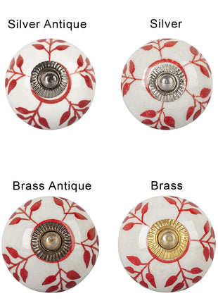 Red Design On White Ceramic Cabinet  Knob & Hanger Bundle – Decorative Closet Hardware