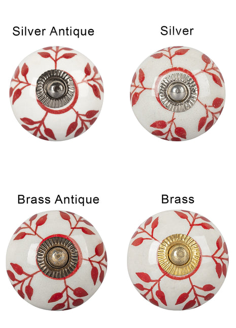 Red Design On White Ceramic Cabinet  Knob & Hanger Bundle – Decorative Closet Hardware