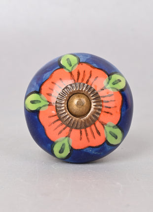 Orange and Blue design Ceramic Cabinet Knob
