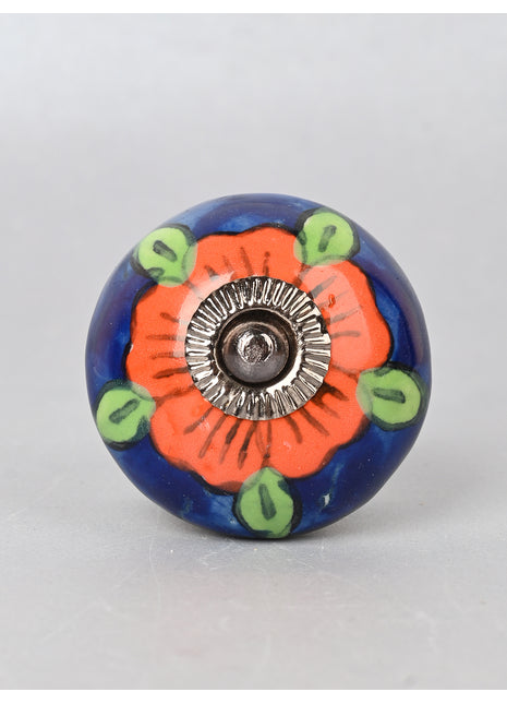 Orange and Blue design Ceramic Cabinet Knob
