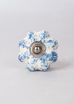 White Ceramic Drawer Cabinet Knob With Blue Color