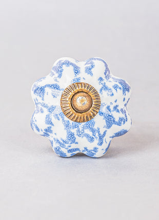 White Ceramic Drawer Cabinet Knob With Light Blue Color