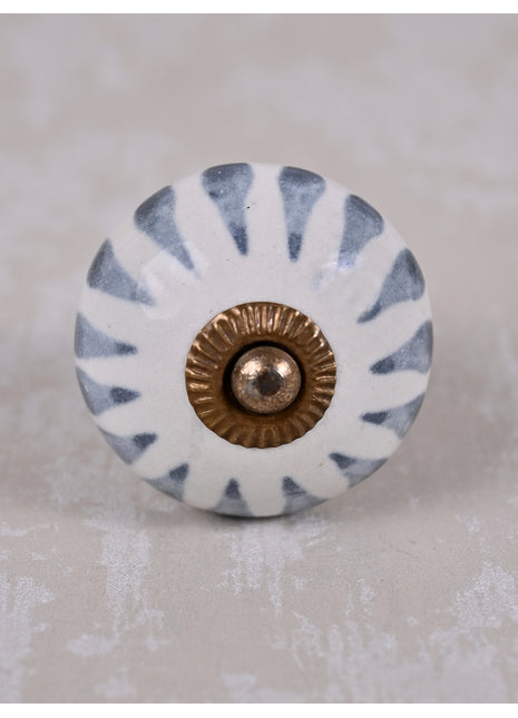 Gray Design on White Ceramic Cabinet Knob