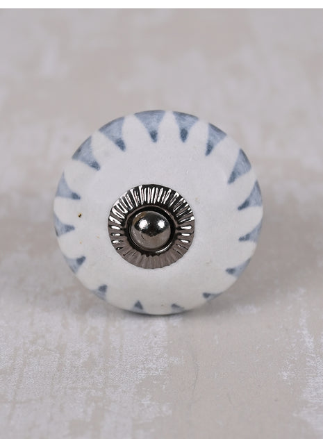Gray Design on White Ceramic Cabinet Knob
