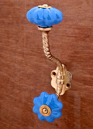 Turquoise Color Cracked Ceramic Cabinet  Knob & Hanger Bundle – Decorative Closet Hardware