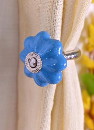 Turquoise Color Cracked Ceramic Drawer Cabinet Knob, Pull & Curtain Tie Bundle