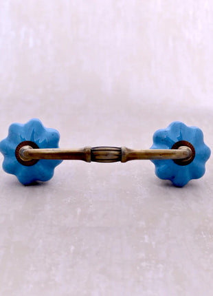 Turquoise Color Cracked Ceramic Drawer Cabinet Knob, Pull & Curtain Tie Bundle