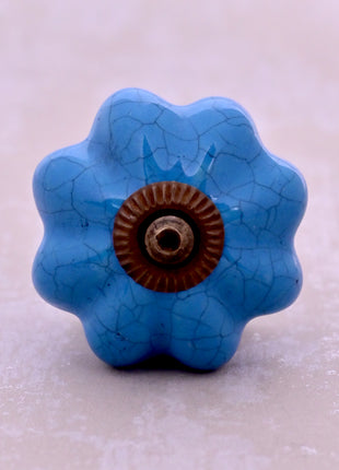 Turquoise Color Cracked Ceramic Door Knob