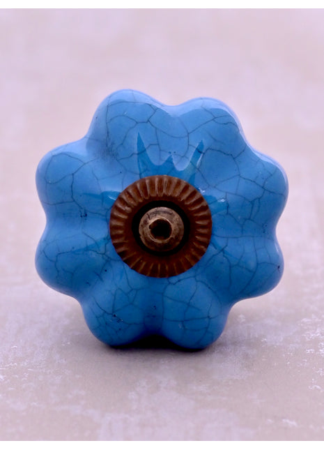 Turquoise Color Cracked Ceramic Door Knob