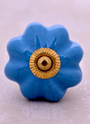 Turquoise Color Cracked Ceramic Door Knob