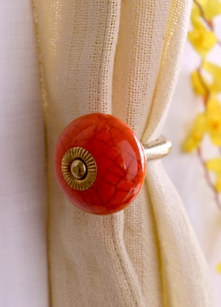 Red Color Cracked Ceramic Knob, Curtain Tie & Pull Bundle