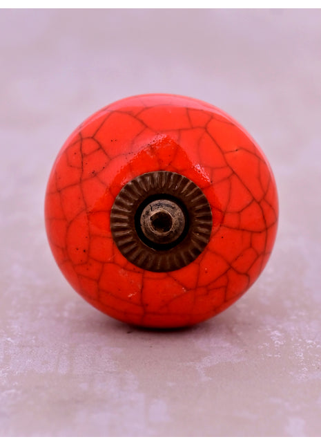 Red Color Cracked Ceramic Door Knob