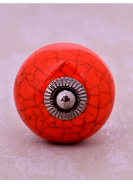 Red Color Cracked Ceramic Door Knob