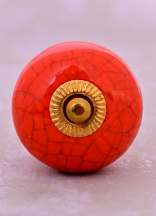 Red Color Cracked Ceramic Door Knob