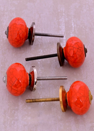 Red Color Cracked Ceramic Door Knob