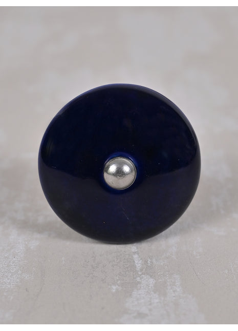 Dark Blue Round Ceramic Dresser Cabinet Knob