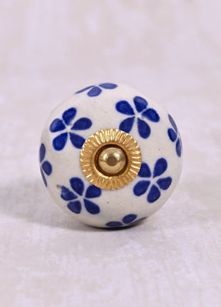 Blue Flowers Ceramic Knob