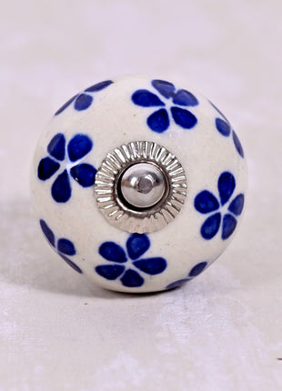 Blue Flowers Ceramic Knob