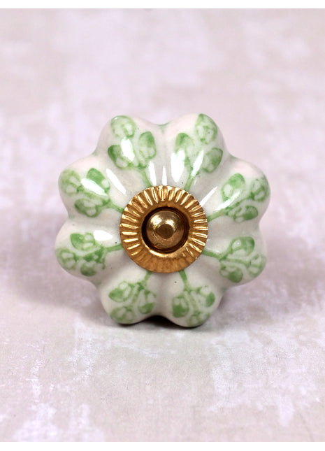 Green design Off White Base Ceramic Door Knob