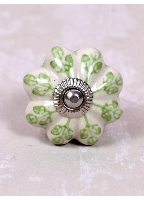 Green design Off White Base Ceramic Door Knob