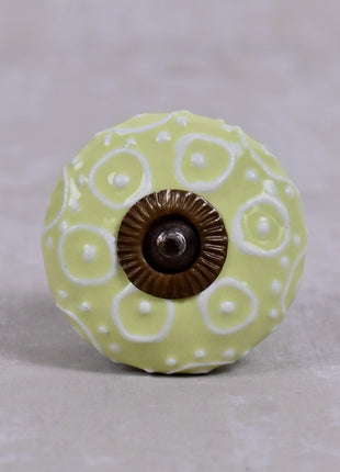 Lime Yellow Ceramic Door Knob