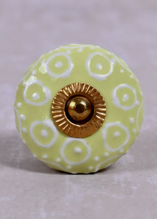 Lime Yellow Ceramic Door Knob