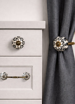 Black Design Ceramic Knob, Curtain Tie & Pull Bundle
