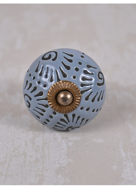 Hand painted Flower Design on Teal Color Base Kitchen Cabinet Drawer Dresser Knob