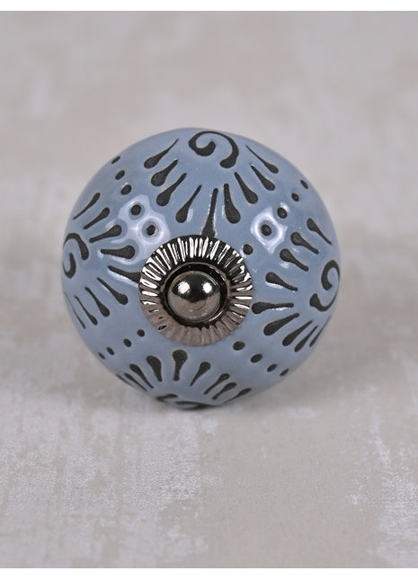 Hand painted Flower Design on Teal Color Base Kitchen Cabinet Drawer Dresser Knob