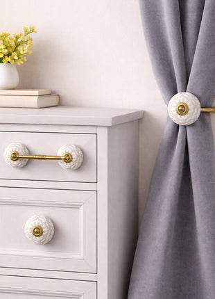 Handmade Ceramic Knob, Curtain Tie & Pull Bundle