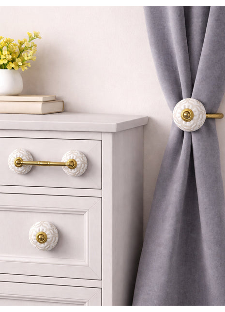 Handmade Ceramic Knob, Curtain Tie & Pull Bundle
