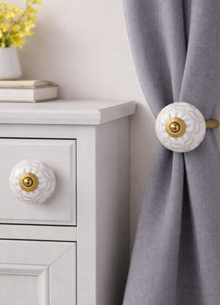 Handmade Ceramic Drawer Cabinet Knob & Curtain Tie Bundle