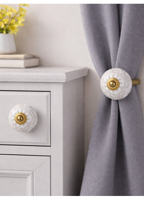 Handmade Ceramic Drawer Cabinet Knob & Curtain Tie Bundle