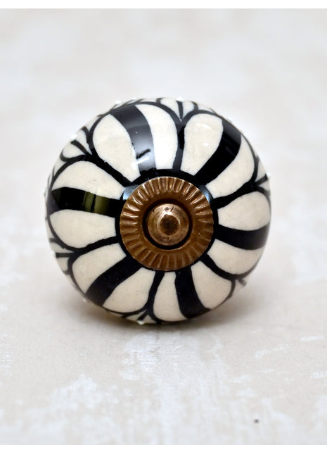 Black Color Design On White Base Cabinet Knob