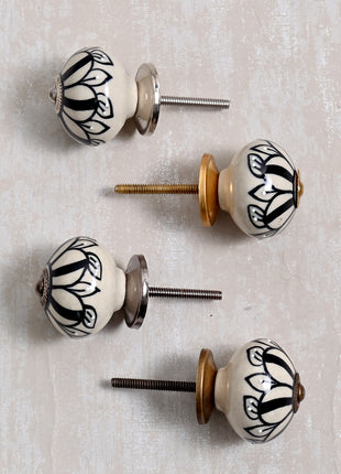 Black Color Design On White Base Cabinet Knob