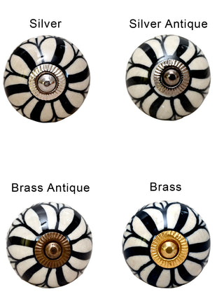 Black Design On White Ceramic Knob & Pull Bundle