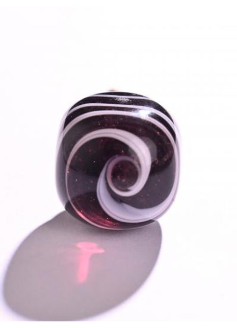 Purple Glass Dresser Cabinet Knob With White Spiral